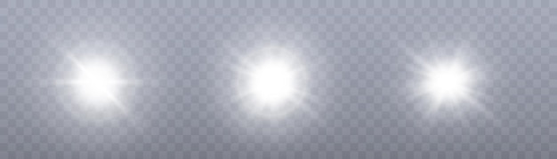 La luz brillante blanca explota en un fondo transparente Estrella brillante