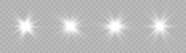 La luz brillante blanca explota en un fondo transparente Estrella brillante