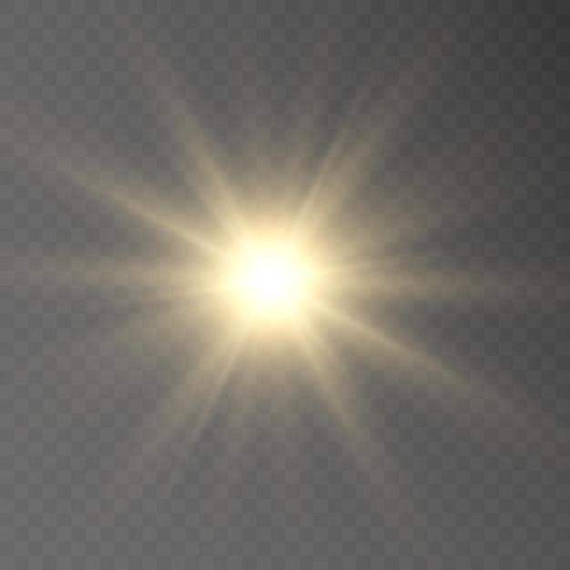 La luz brillante explota con color dorado un rayo de sol brillante efecto de deslumbramiento especial