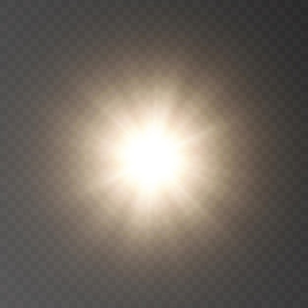 La luz brillante explota el destello de luz de color dorado el haz del sol brillante efecto de luz de deslumbramiento especial