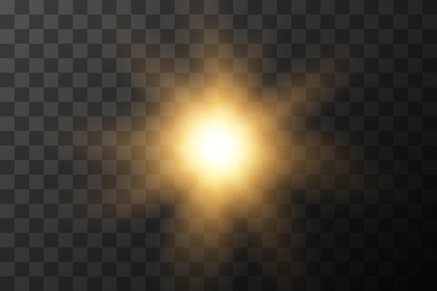 La luz brillante explota en un fondo transparente las partículas de polvo mágico brillantes brillantes
