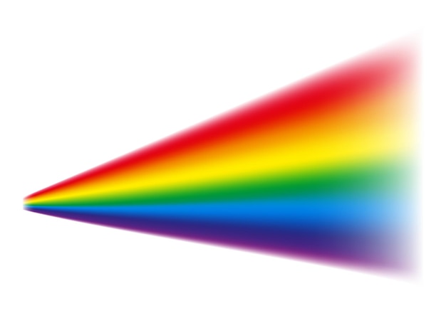 Luz de dispersión Efecto de dispersión de luz óptica Refracción de la luz blanca en el colorido espectro visible Ilustración física