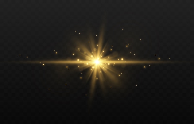 luz dorada. Un destello dorado de luz. Brillar. Las luces de un sol. Luz png. Iluminación dorada.