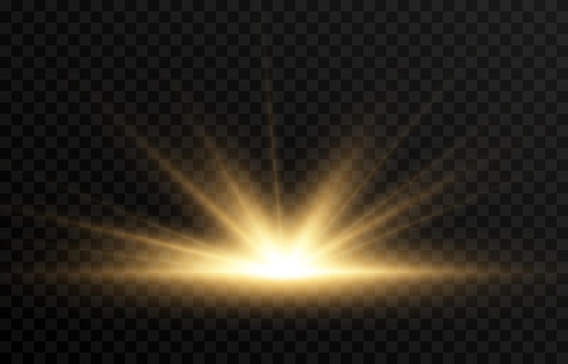 Luz dorada Un destello de luz un resplandor mágico Sol Rayos de sol png Luz png Imagen vectorial
