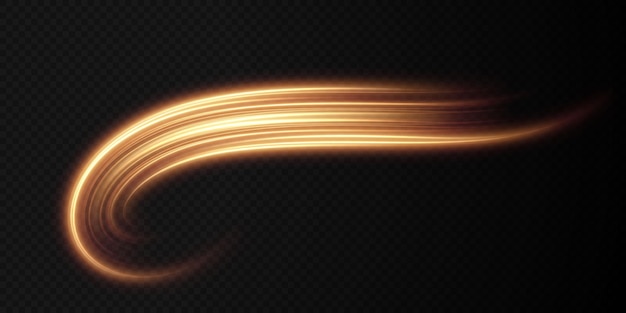Luz dorada Twirl Curva efecto de luz de línea dorada Círculo dorado luminoso Png Vector