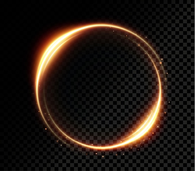 Luz dorada Twirl Curve efecto de luz de línea dorada Círculo dorado luminoso PNG
