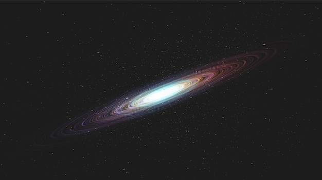 Luz de estrella colorida sobre fondo de galaxia con espiral de la vía láctea, universo y diseño de concepto estrellado, vector