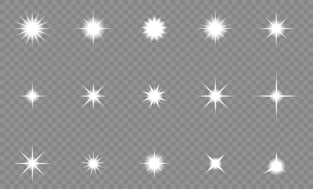 La luz de las estrellas brilla en un fondo transparente