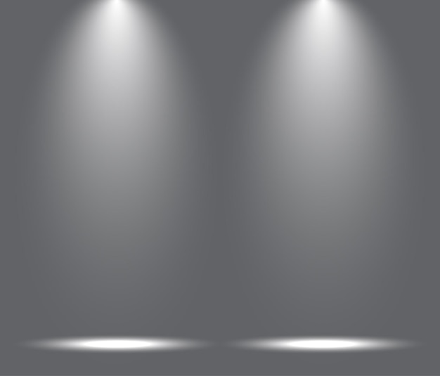 La luz de fondo de la sala de estudio de gradiente gris blanco vacío