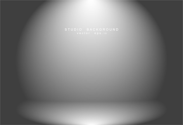 La luz de fondo de la sala de estudio de gradiente gris blanco vacío