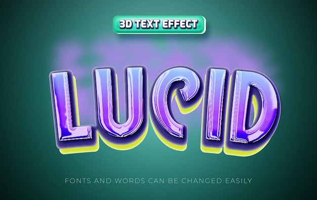 Luz lúcida estilo de efecto de texto editable en 3D
