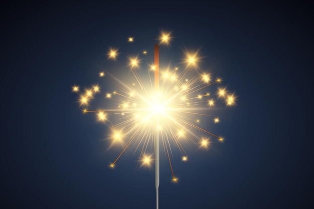 Luz mágica. Bengala. Vela que brilla en el fondo. Efecto de luz vectorial realista.