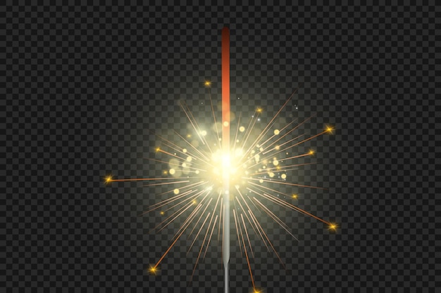 Vector luz mágica. bengala. vela que brilla en el fondo. efecto de luz vectorial realista.