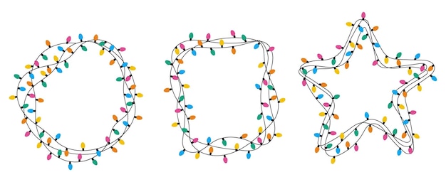 La luz de Navidad forma la decoración de Navidad colorido vector