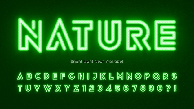 Luz de neón 3d alfabeto retrofuturista tipo original