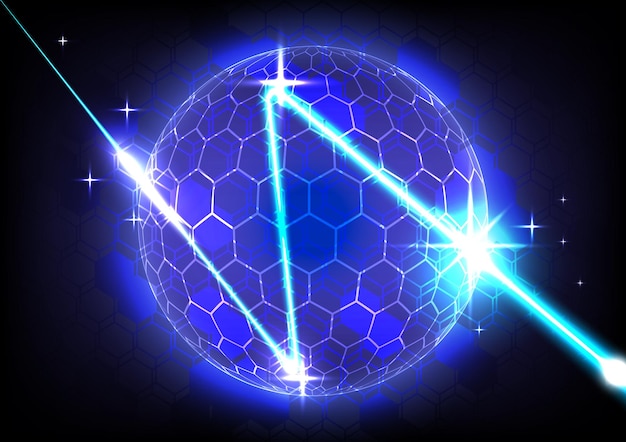 Luz de neón abstracta y fondo láser Interfaz futurista Pantalla de tecnología de realidad virtual Esfera de innovación de velocidad de alta tecnología Negocio infográfico digital