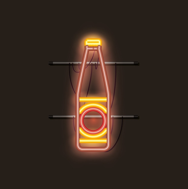 Vector luz de neón botella de cerveza