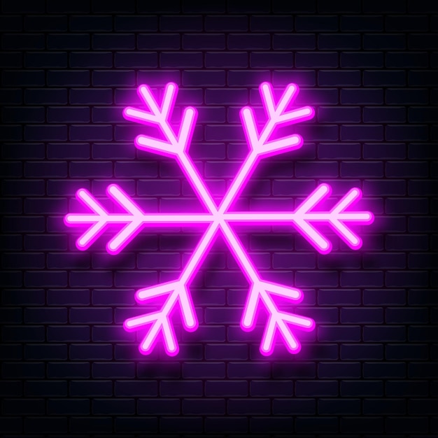 Luz de neón brillante de copo de nieve rosa
