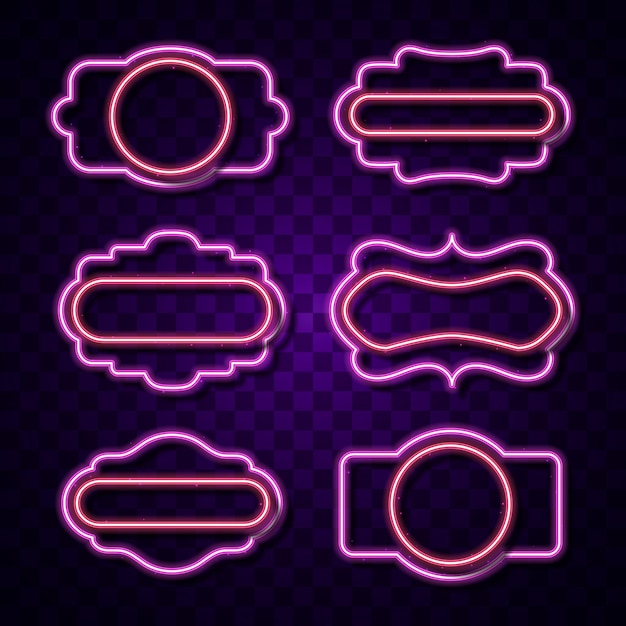 luz de neón brillar llamativas fondo vectores frontera marco letrero de frontera letrero de neón juegos gaming modernas futurista abstractas espacio en blanco oscuras espacio en blanco moradas rosas
