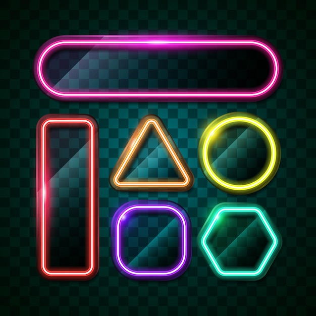 Luz de neón resplandeciente brillante fondo vector borde marco borde signo neón juego tecnología tecnología moderna futurista abstracto espacio en blanco
