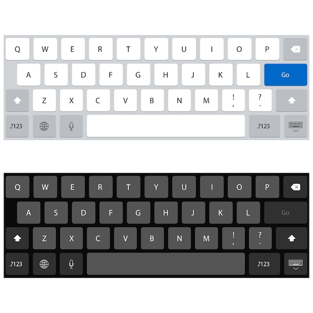 Vector luz y oscuro alfabeto botones smartphone teclado