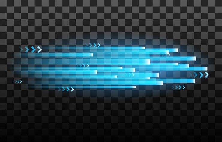 Vector luz y rayas moviéndose rápidamente sobre fondo oscuro.