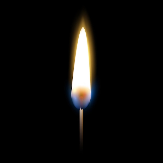 Vector luz de resplandor de vela de llama de fósforo de fuego