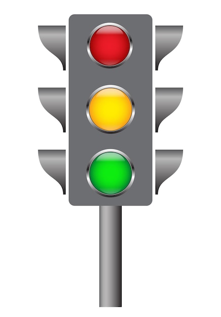 Luz de señal de control de tráfico roja amarilla y verde color plano vertical luz de carretera de colores