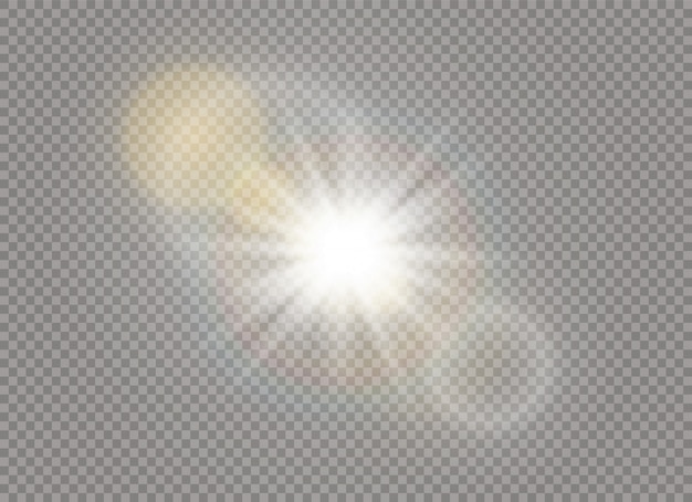 La luz del sol un diseño especial translúcido del efecto de luz. Desenfoque a la luz del resplandor. Fondo transparente de la luz del sol aislada.