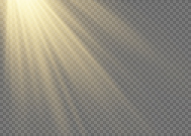 La luz del sol un diseño especial translúcido del efecto de luz. Fondo transparente de luz solar aislada. Desenfoque de vector a la luz del resplandor.