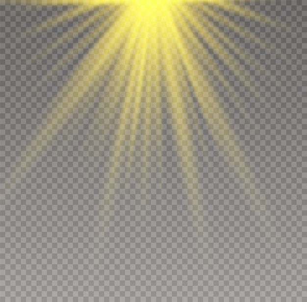 La luz del sol un diseño especial translúcido del efecto de luz. Fondo transparente de la luz solar aislada.