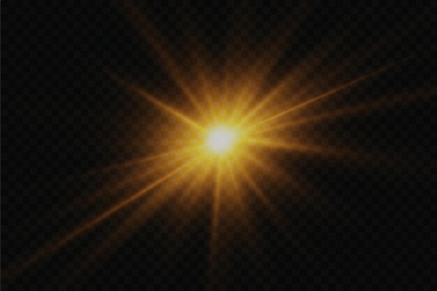 La luz del sol con la explosión flash flash de luz y llamaradas chispas mágicas
