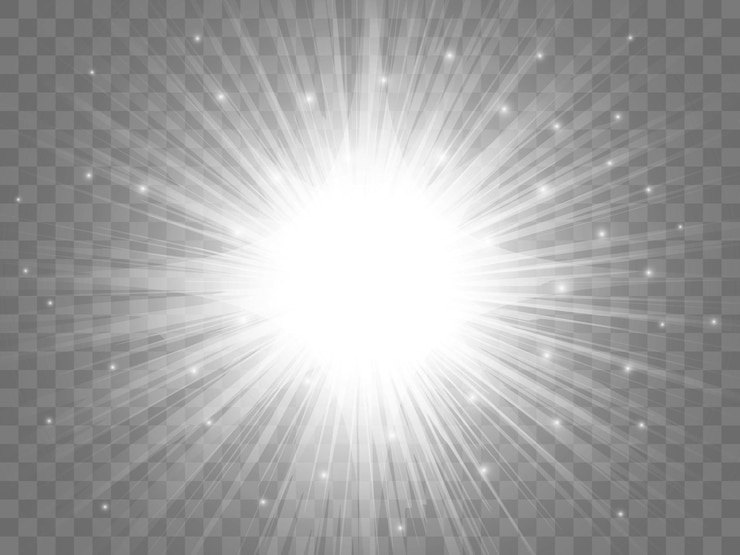 Vector la luz del sol sobre un fondo transparente. rayos de luz blancos aislados. ilustración vectorial