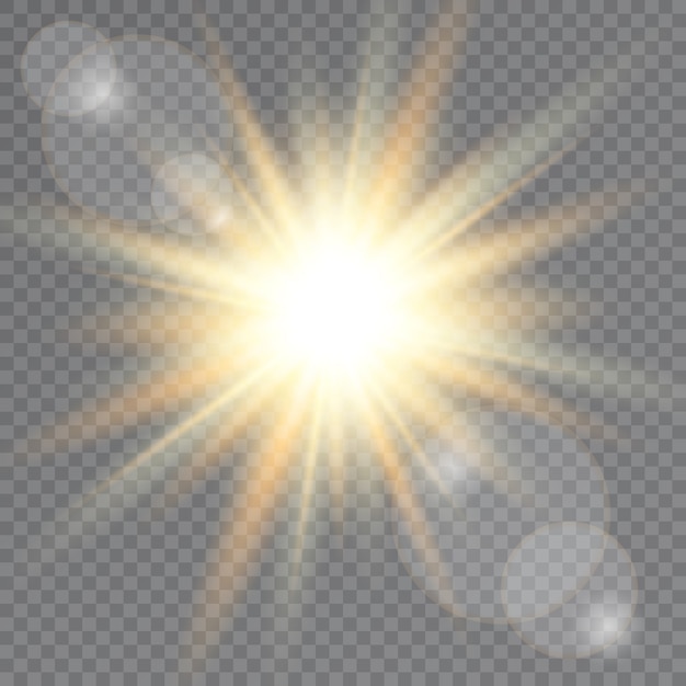 La luz del sol sobre fondo transparente