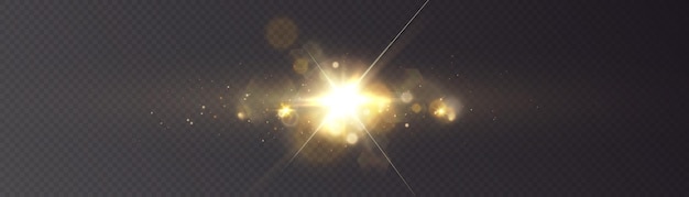 Luz solar transparente con un efecto especial de luz deslumbrante. PNG. Efectos de iluminación separados. Vector