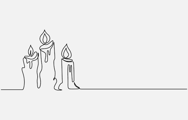 Luz de vela continua un dibujo de línea Vector aislado en blanco Vector continuo uno simple