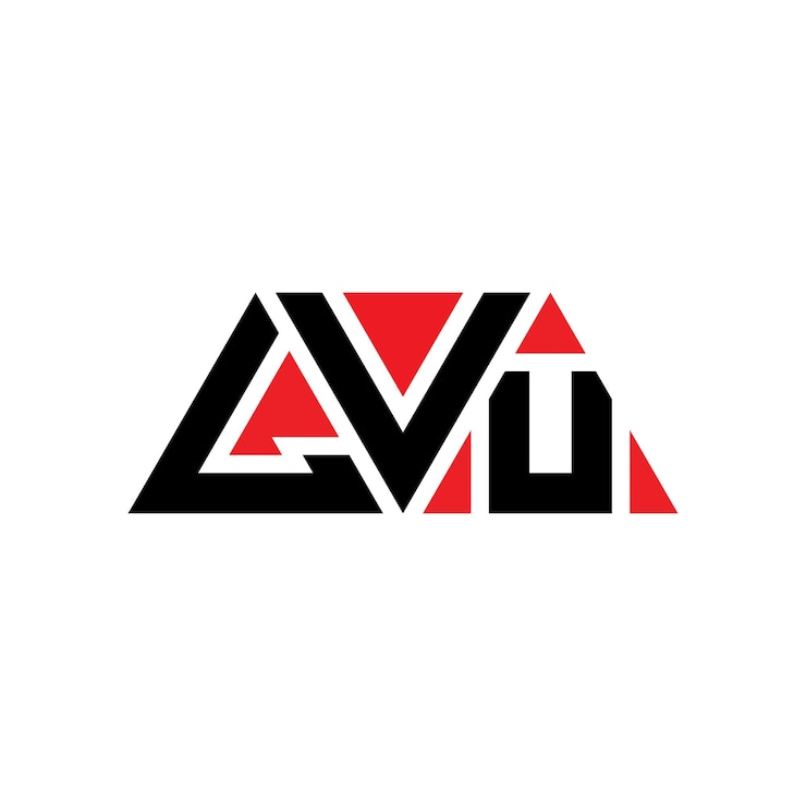 Vector lvu diseño de logotipo de letra triangular con forma de triángulo lvu diseño del logotipo triangular monograma lvu triángulo vectorial plantilla del logotipo con color rojo lvu logo triangular sencillo elegante y lujoso logotipo lvu