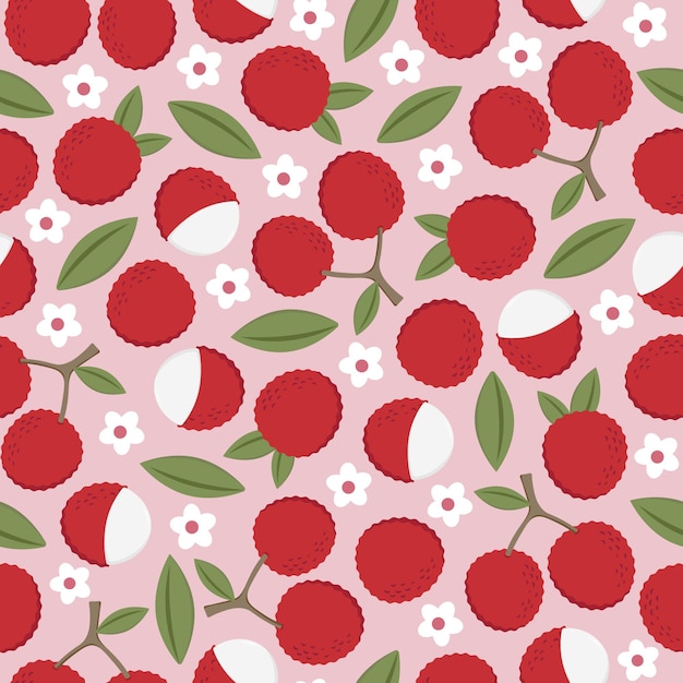 Lychee patrón sin costuras fondo ilustración vectorial patrón sin costura