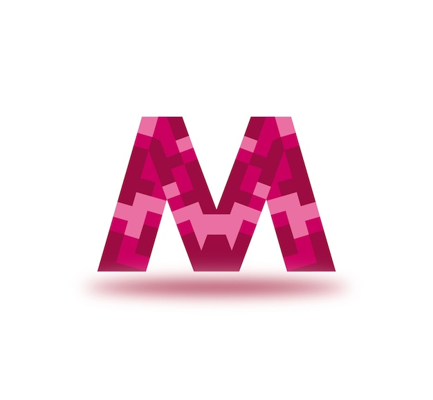 M Alfabeto Pixel Concepto de diseño de logotipo moderno