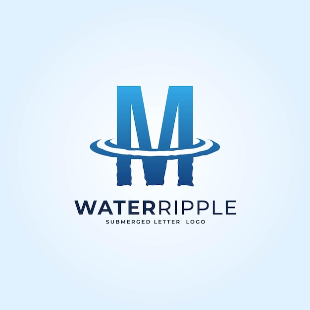 M azul degradado letra agua ondulación salpicadura ola logotipo dinámico vector icono ilustración