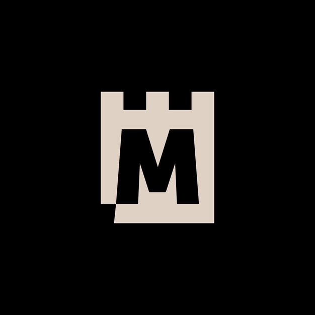 m Carta Castillo Fortaleza Logo Vector Icono Ilustración