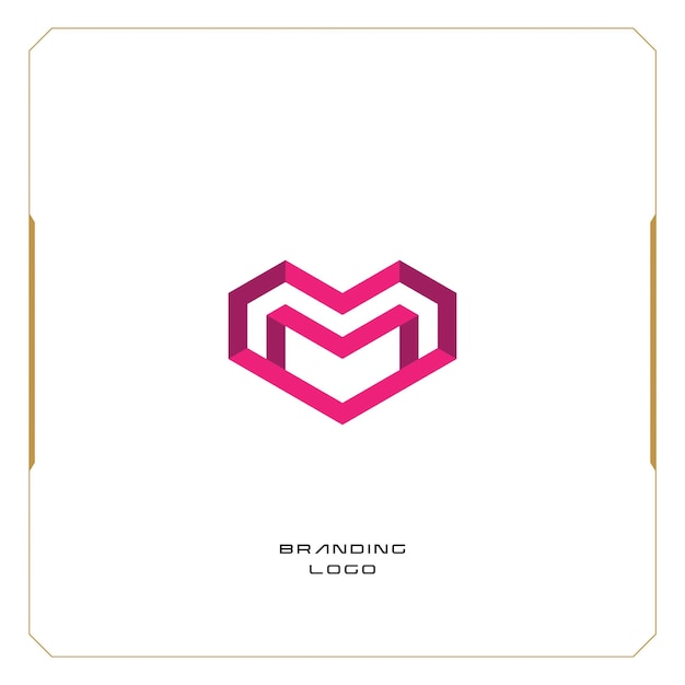 Vector m carta corazón forma logo vector marca universal m logotipo marca