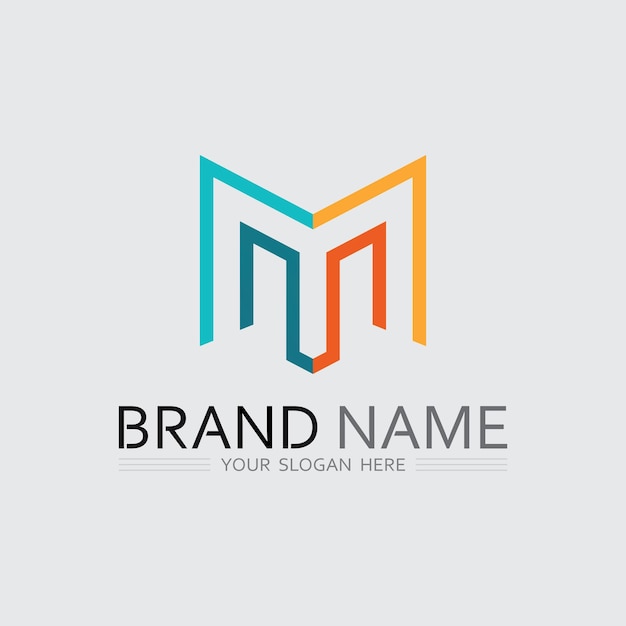 M carta logo diseño vector identidad icono signo