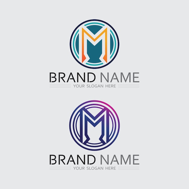 M carta logo diseño vector identidad icono signo