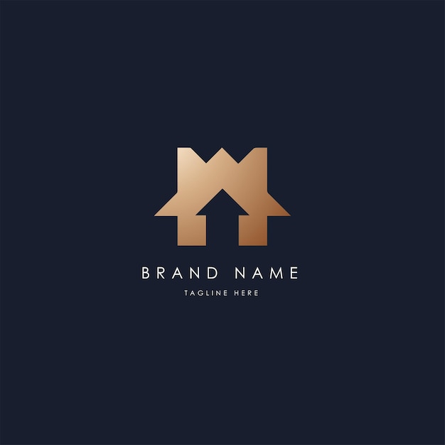 M diseño de logotipo vectorial imagen vectorial alfabético estilo dorado de lujo