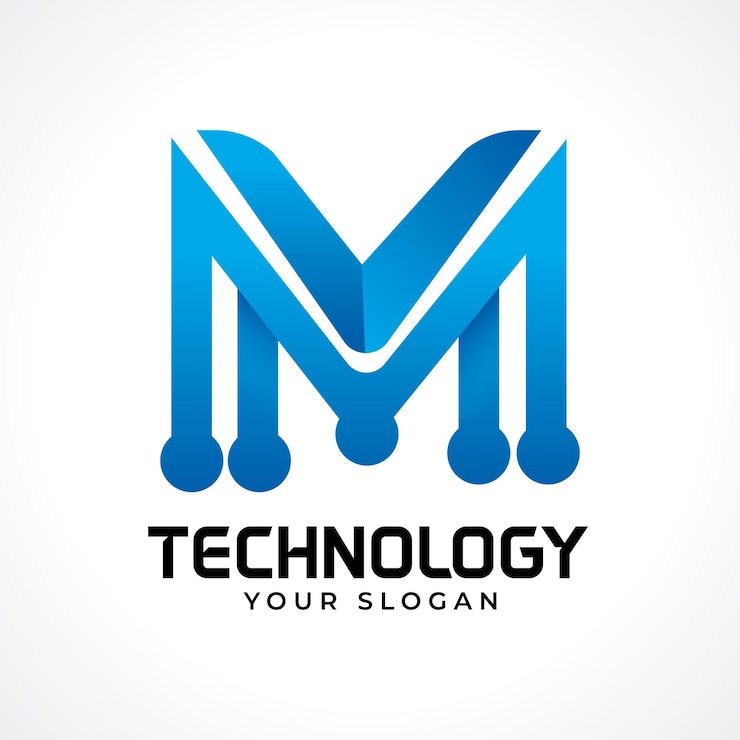 Vector m gradient abstract tech technology letter logo