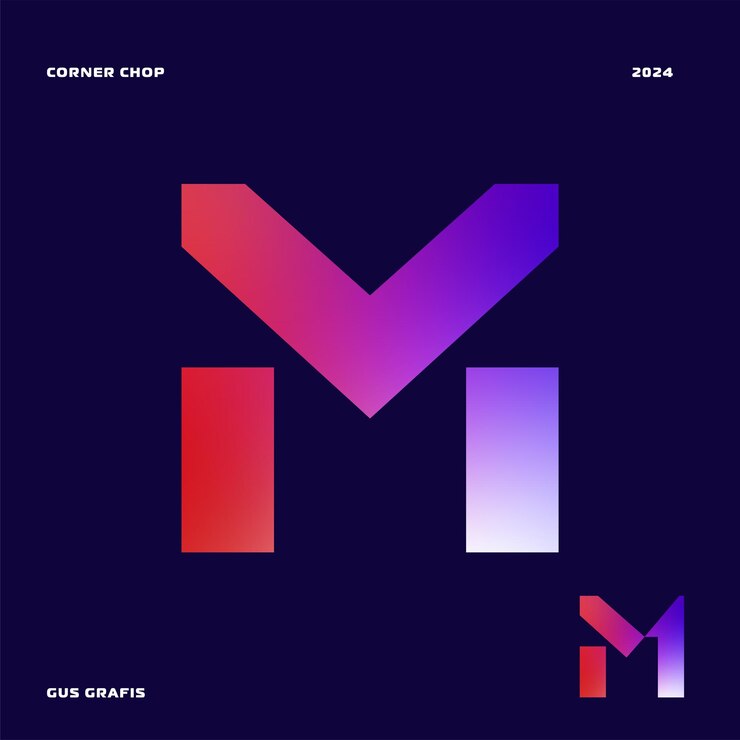 Vector m letra esquina corte fuente bordes afilados en negrita perfecto para logotipos elementos de diseño de visualización, etc.
