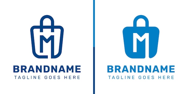 M Letter Shopping Bag Logo Set que simboliza el estilo de conveniencia y el comercio minorista