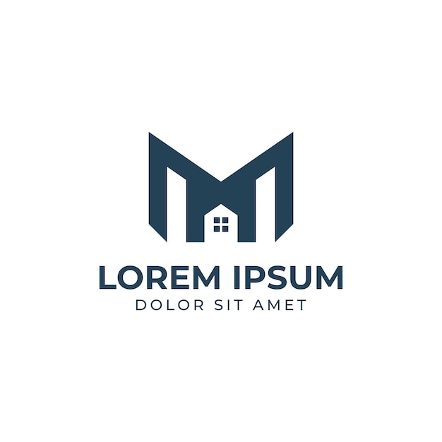 M Logotipo de bienes raíces Arquitectura de construcción Edificio Logotipo de diseño de letra Element Template
