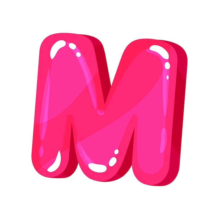 Vector m magenta brillante letra inglesa brillante niños fuente vector ilustración sobre un fondo blanco
